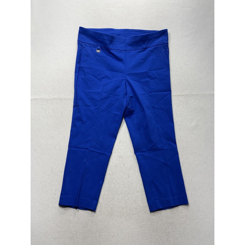 Rafaella Capri Pants Womens 14 Blue Comfort Ponte Straight Leg Crop Pull On